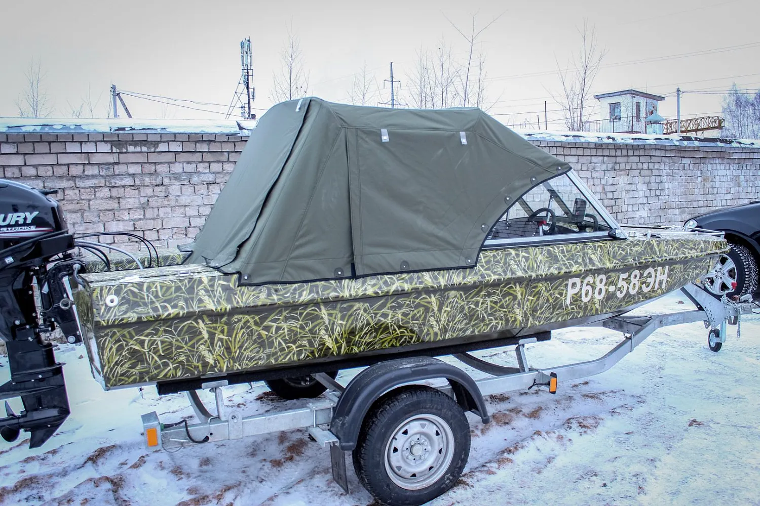 (2015) Обь 3 Ветровое стекло Премиум с боковиной Классик, покраска в камуфляж