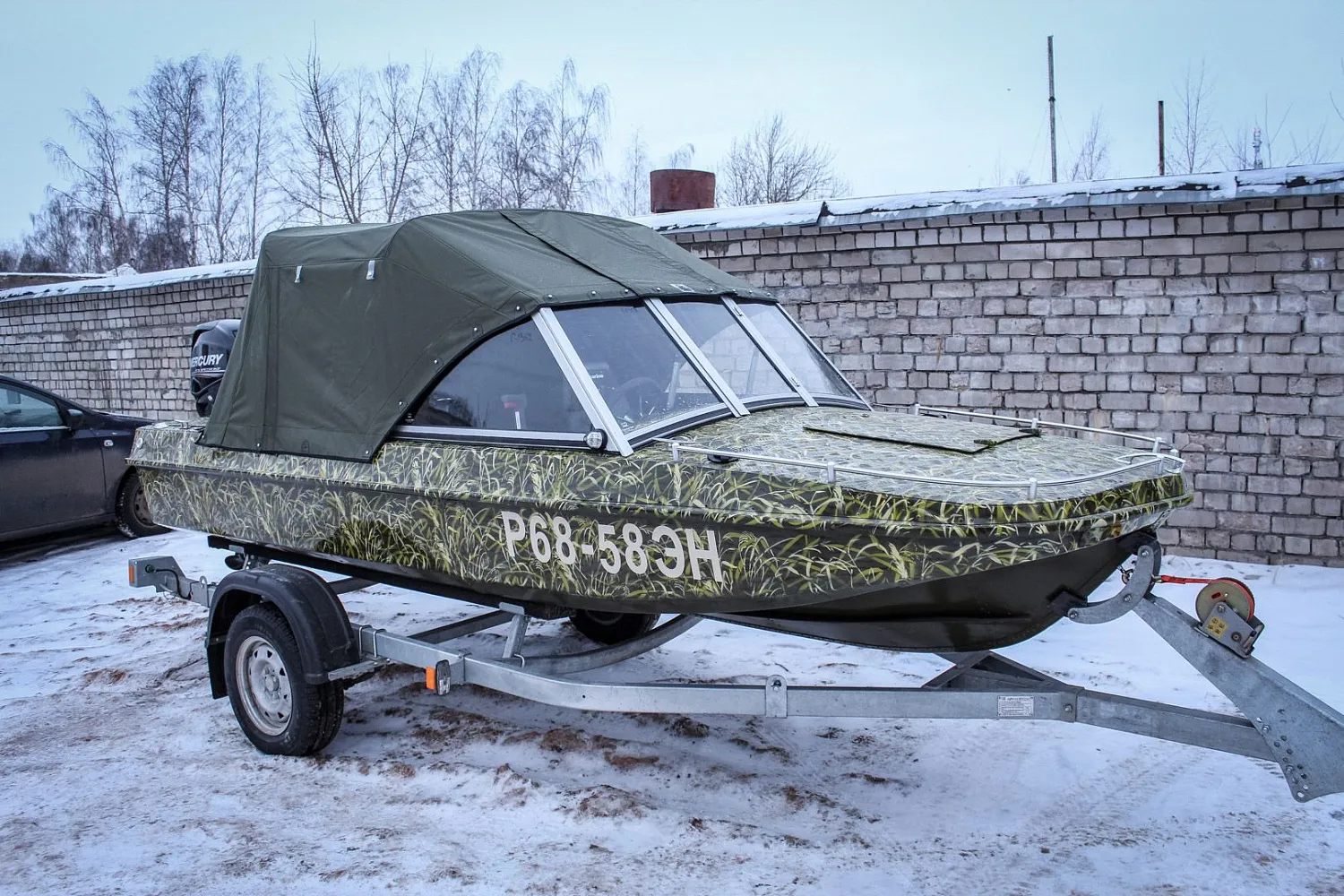 (2015) Обь 3 Ветровое стекло Премиум с боковиной Классик, покраска в камуфляж