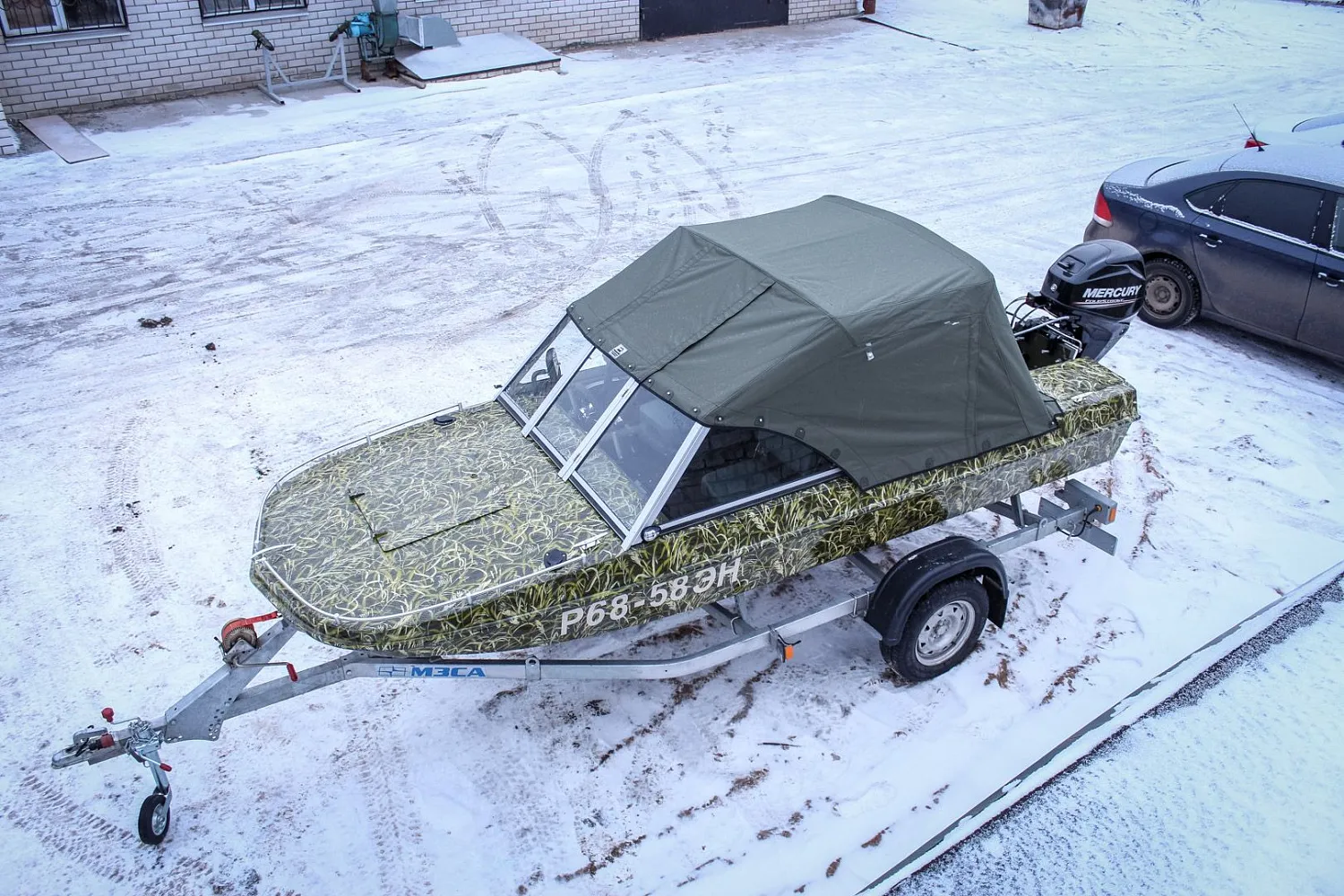 (2015) Обь 3 Ветровое стекло Премиум с боковиной Классик, покраска в камуфляж