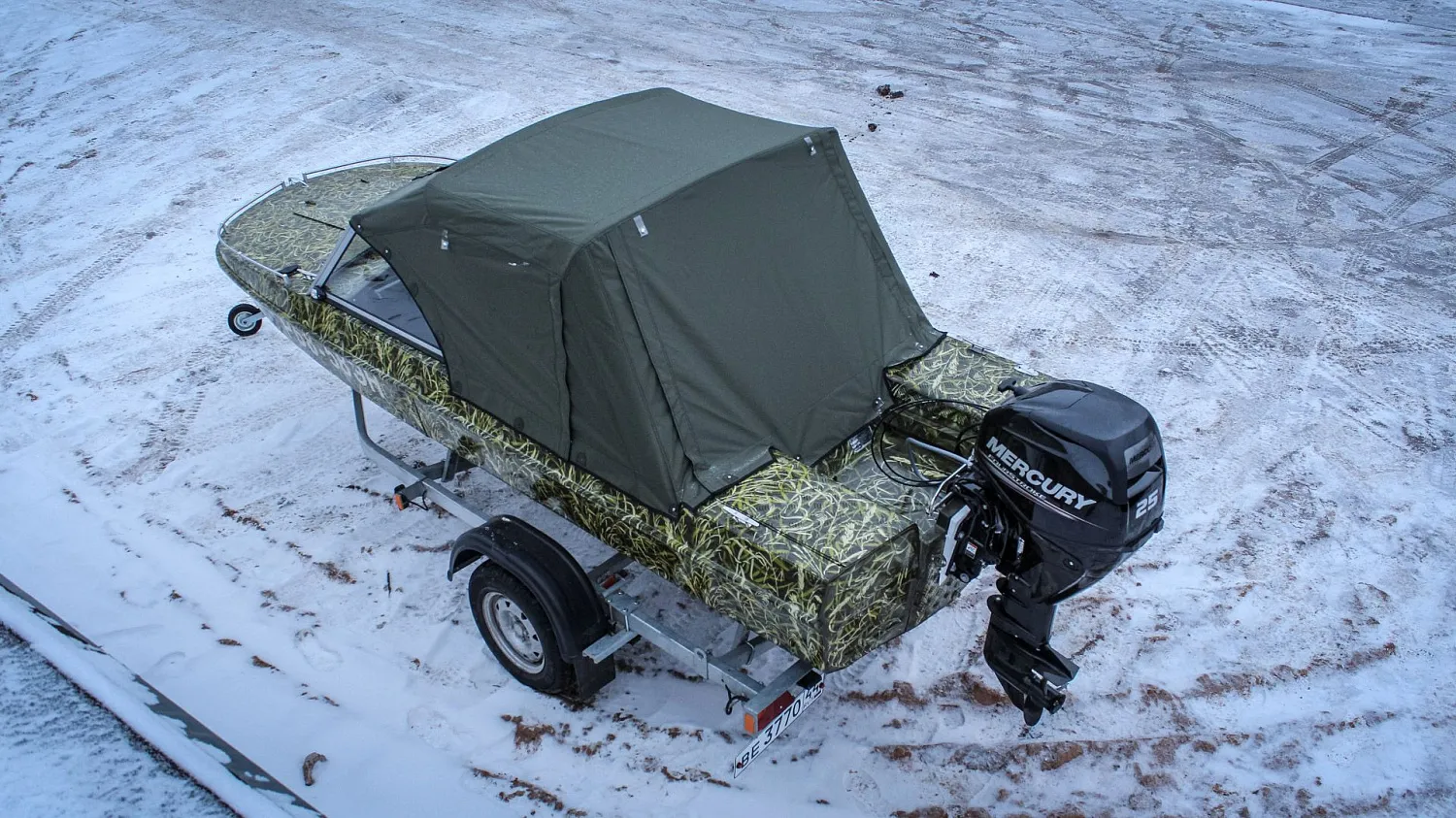 (2015) Обь 3 Ветровое стекло Премиум с боковиной Классик, покраска в камуфляж