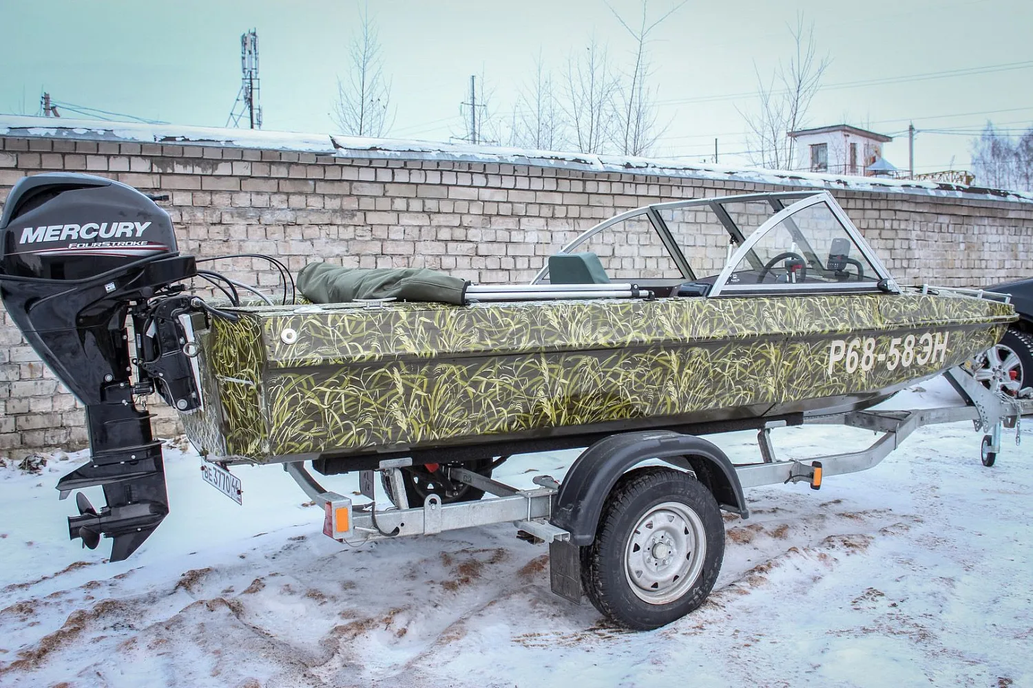 (2015) Обь 3 Ветровое стекло Премиум с боковиной Классик, покраска в камуфляж
