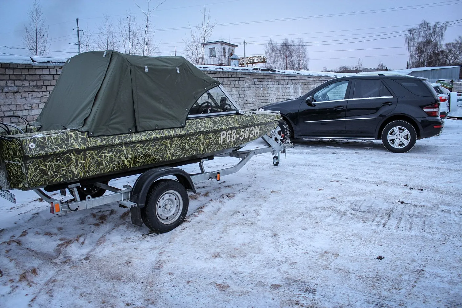 (2015) Обь 3 Ветровое стекло Премиум с боковиной Классик, покраска в камуфляж