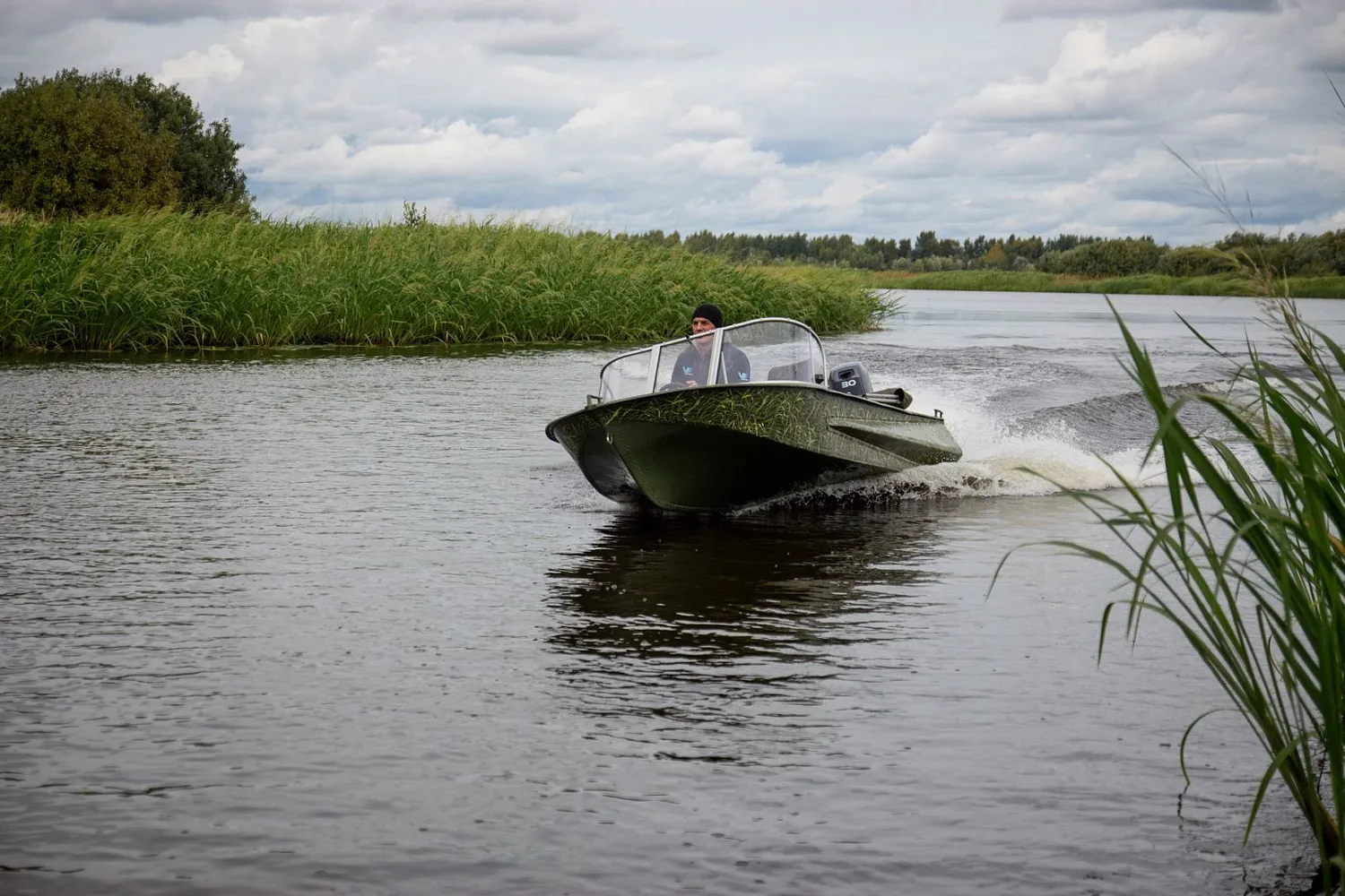 (2021) Обь 1 Ветровое стекло Комфорт с боковиной Классик, Ходовой тент, водометная насадка