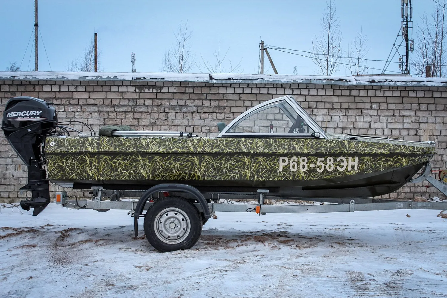 (2015) Обь 3 Ветровое стекло Премиум с боковиной Классик, покраска в камуфляж