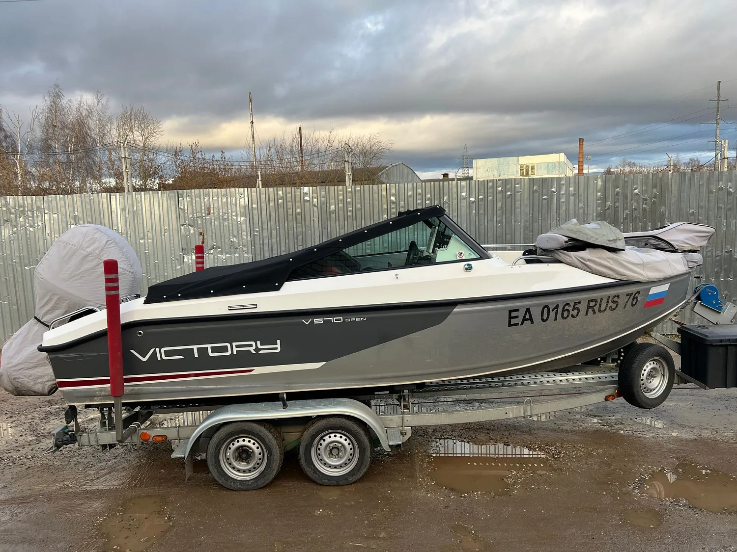 Victory 570 Open, изготовление и установка стояночного тента!