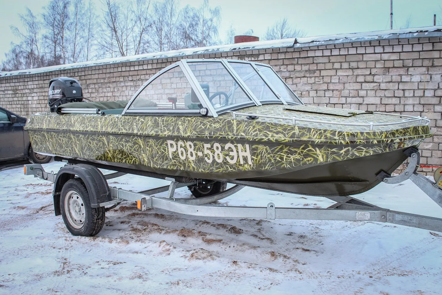 (2015) Обь 3 Ветровое стекло Премиум с боковиной Классик, покраска в камуфляж