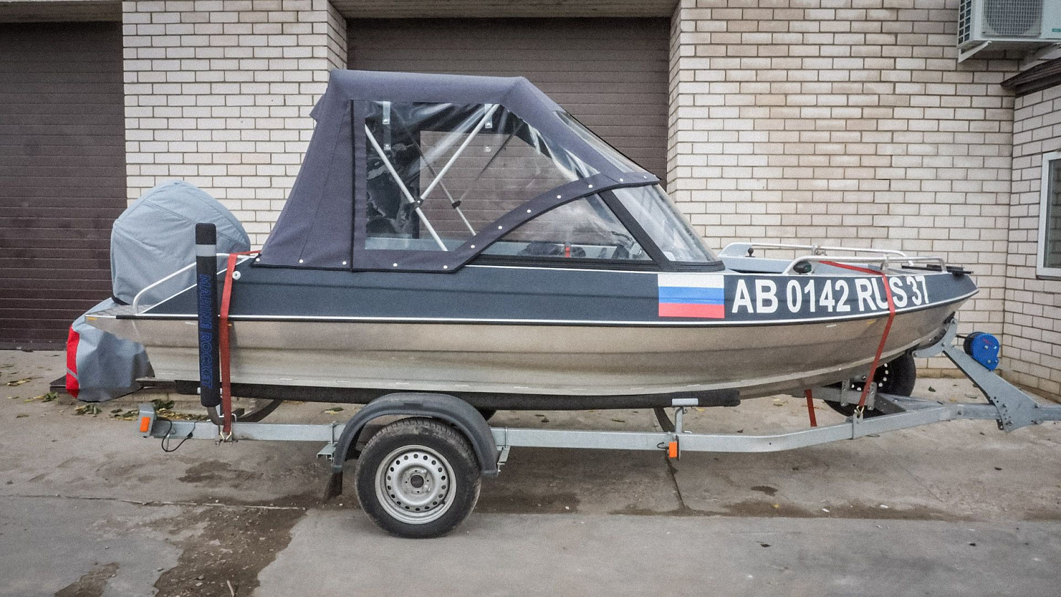 (2022) Орион 46 Д Ходовой тент на заводское ветровое стекло Sport, тент транспортировочный (лодка 2022 года выпуска)