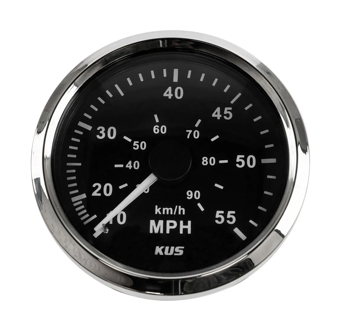 Спидометр со шкалой до 55 MPH, KUS, черный циферблат/хром — «Лодка44»